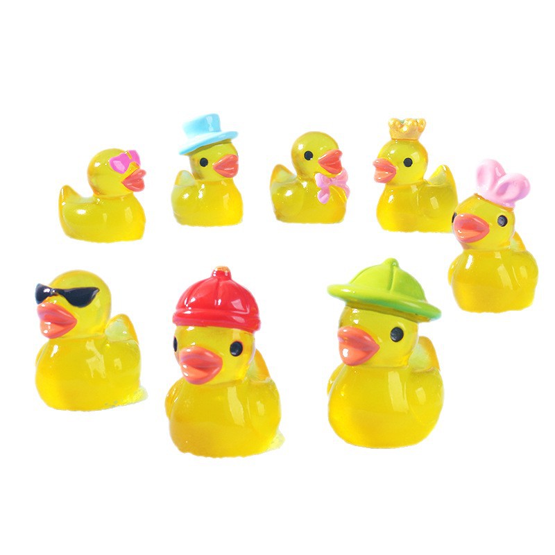 Interior Design House - Mini gelbe leuchtende Entenfigur, Miniaturfiguren, winzige