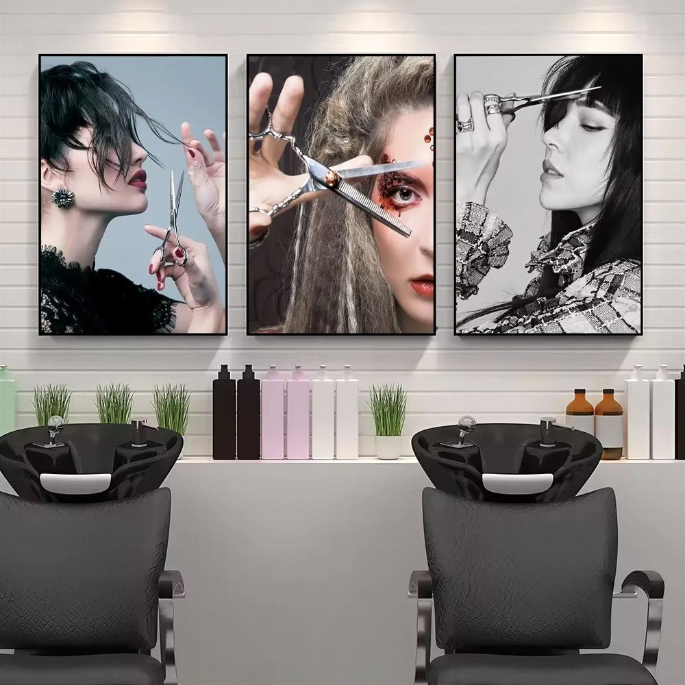Interior Design Illustrated - Modernes Friseursalon HD-Wandbild Poster Schönheitsdekoration Friseur-Illustration