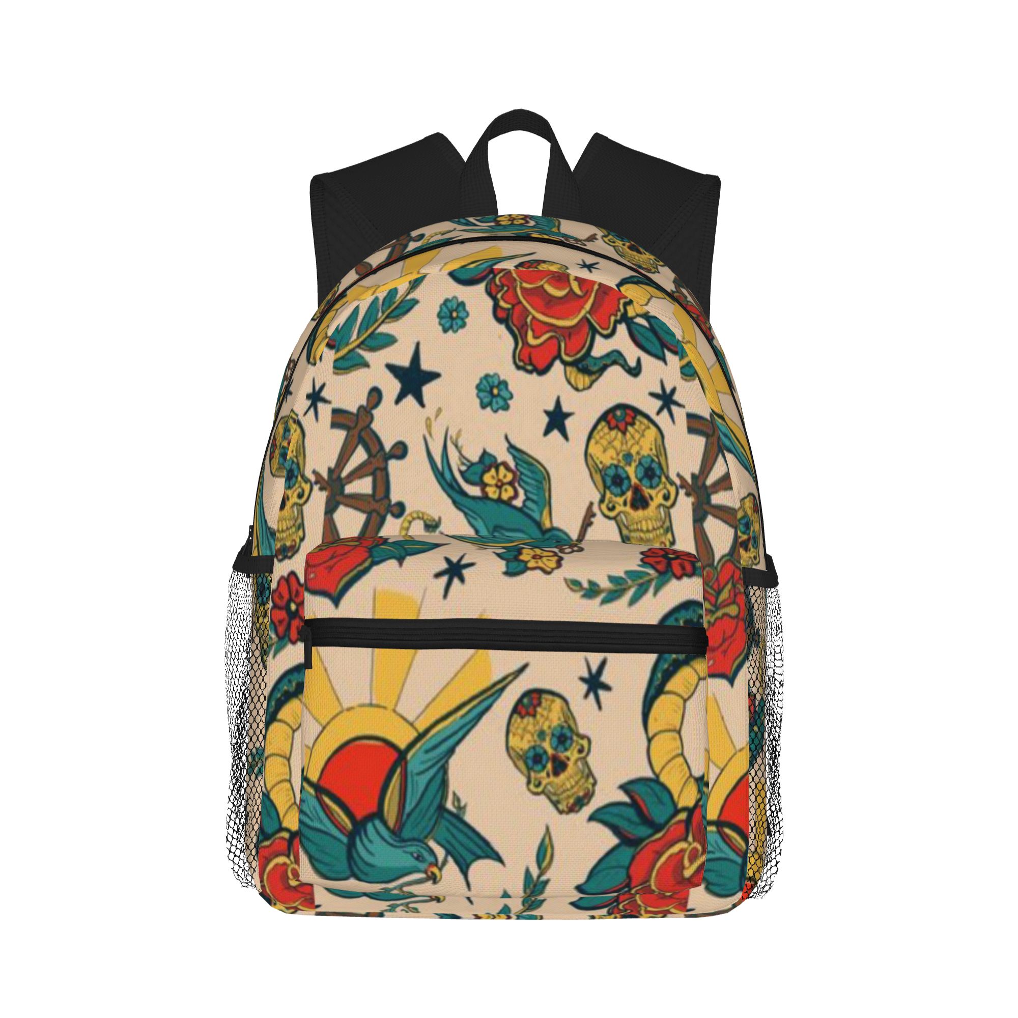 Interior Design Illustrated - Punk-Tattoo-Muster-Design und Illustration. Lässiger Rucksack für