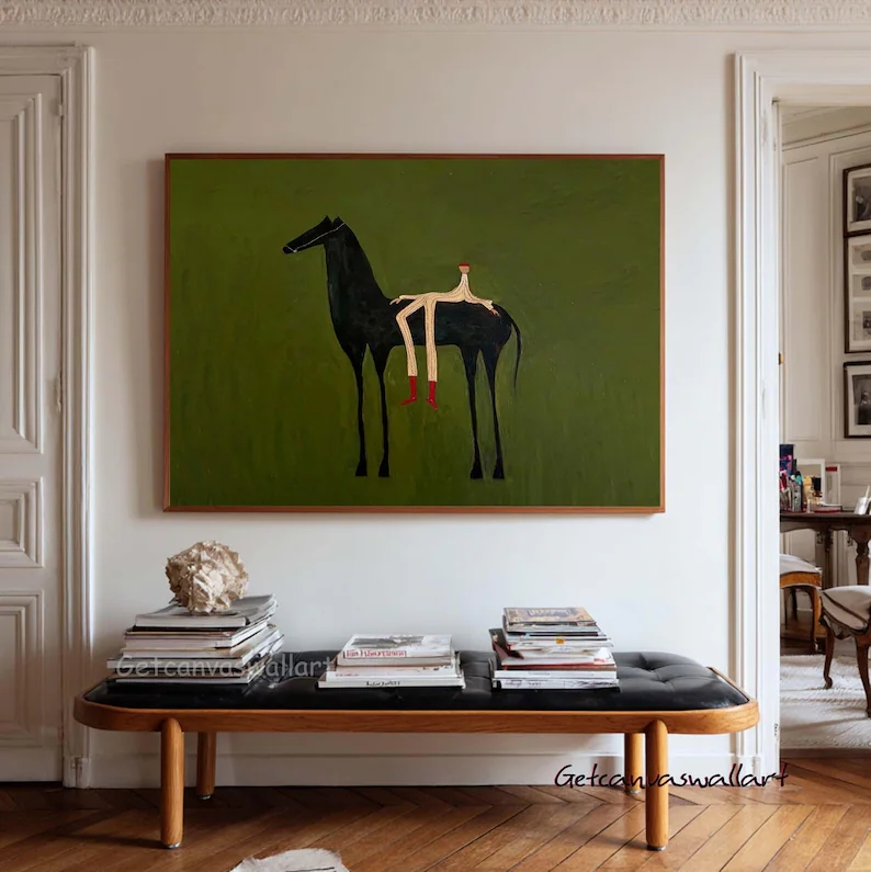 Interior Design House - Moderner abstrakter Western-Pferde- und Figuren-Wandkunstdruck, Leinwandgemälde,